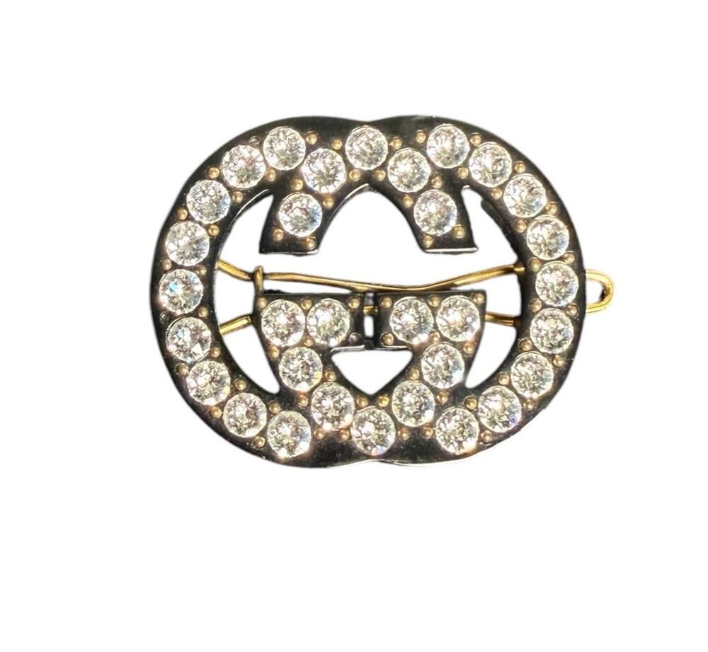 Gucci Crystal Embellished GG Hair Clip w/Pouch and Gift Box